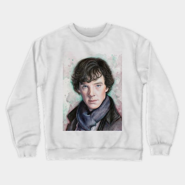 Sherlock Watercolor Crewneck Sweatshirt by Olechka